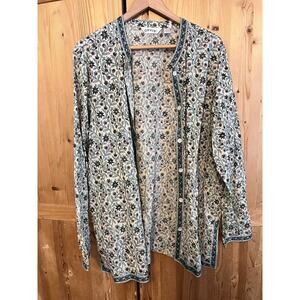 Vintage ORVIS Lightweight Floral Button Blouse Size XL 100% Cotton